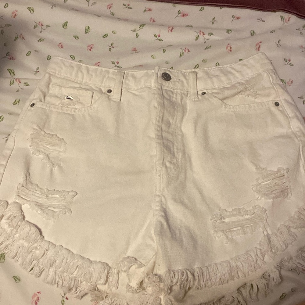 White beach shorts